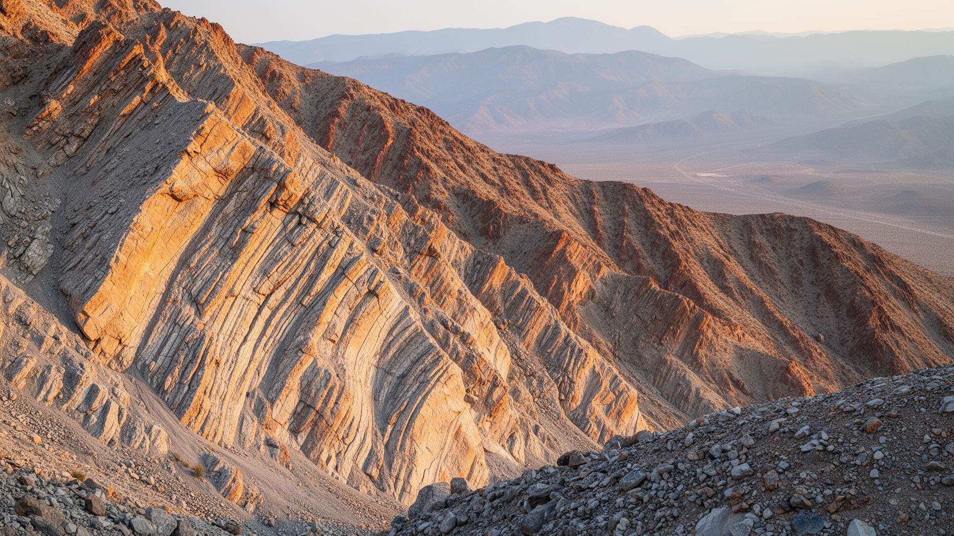 Estratigrafía y formaciones sedimentarias del desierto de Sonora bajo luz cálida